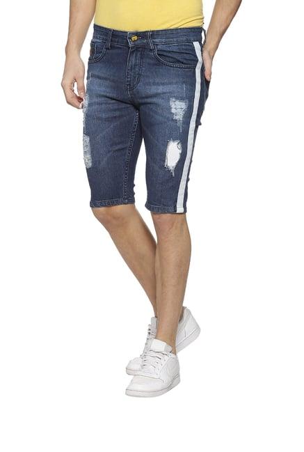 campus sutra dark blue casual shorts