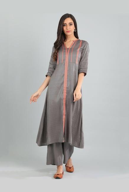 aurelia grey striped kurta