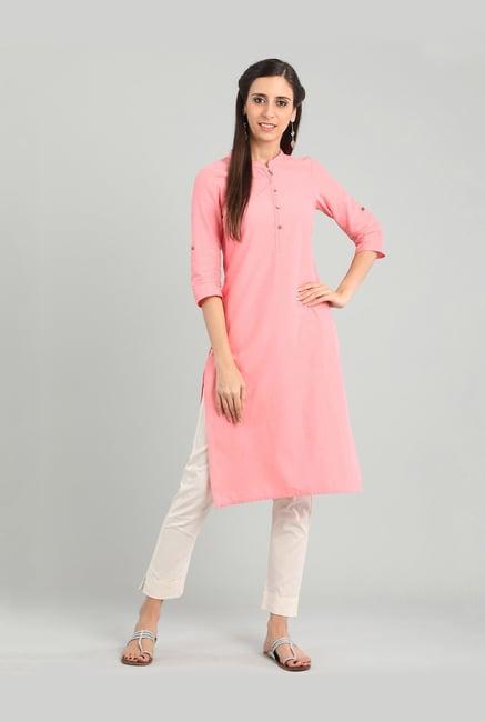 aurelia pink cotton kurta