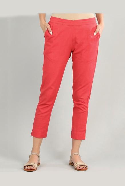 aurelia red regular fit trousers