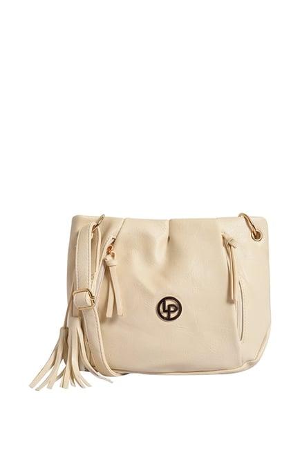 lino perros cream tassel sling bag