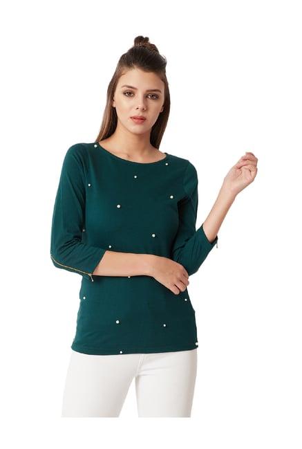 miss chase green embellished top