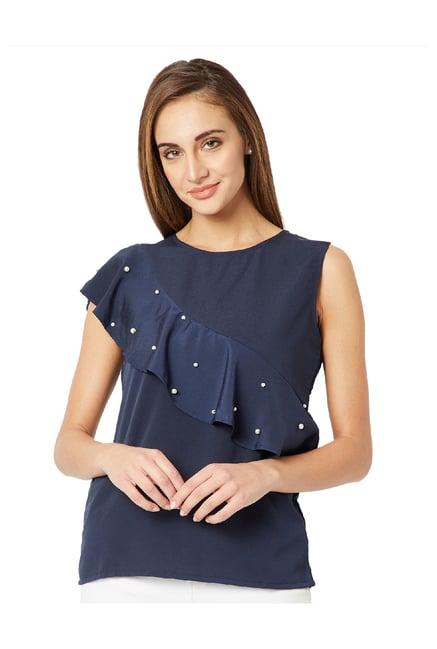 miss chase navy embellished top