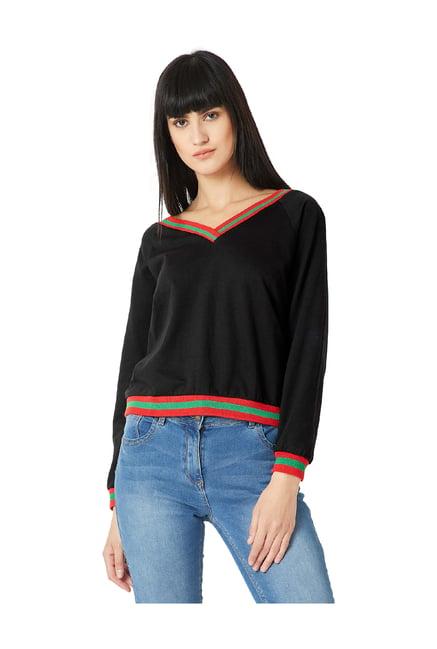 miss chase black v neck sweatshirt