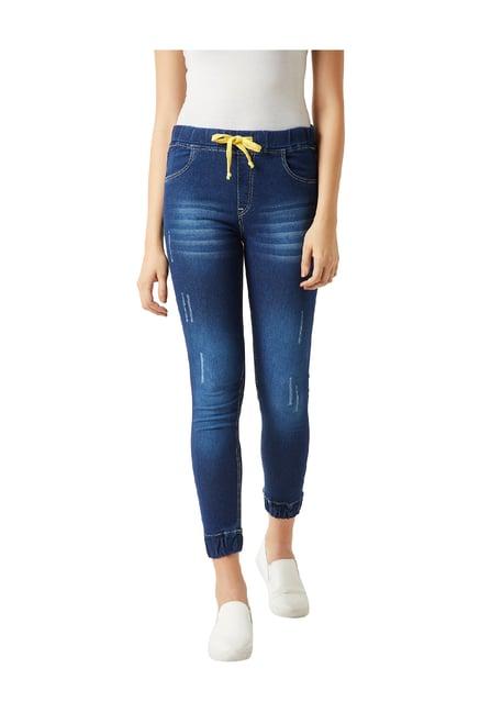 miss chase navy relaxed fit lightly washed jogger jeans