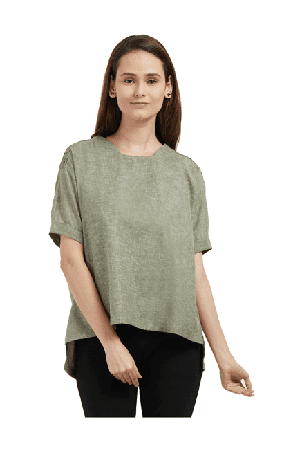 fusion beats olive short sleeves top