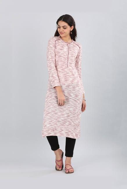 aurelia maroon & white textured kurta