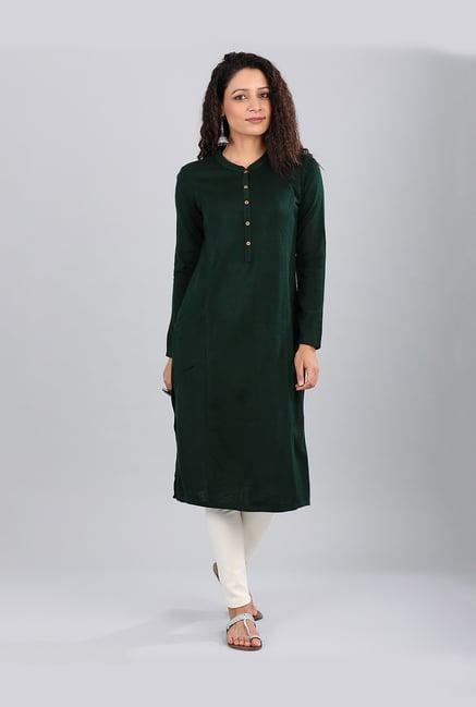 aurelia green textured kurta