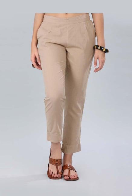 aurelia beige cotton cigarette pants