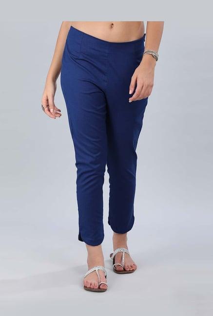 aurelia blue cotton cigarette pants