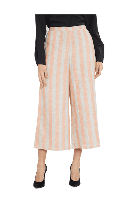 fusion beats orange & white regular fit culottes