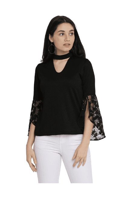 miss chase black lace top