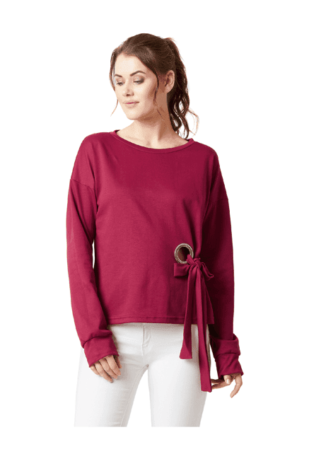 miss chase maroon round neck sweatshirt