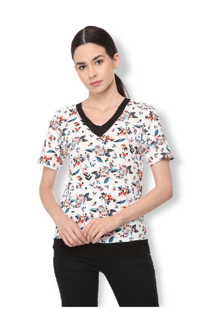 van heusen white printed top