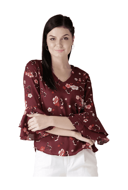 harpa maroon floral print top