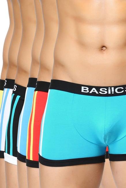 basiics by la intimo blue, red & black striped trunks (pack of 6)