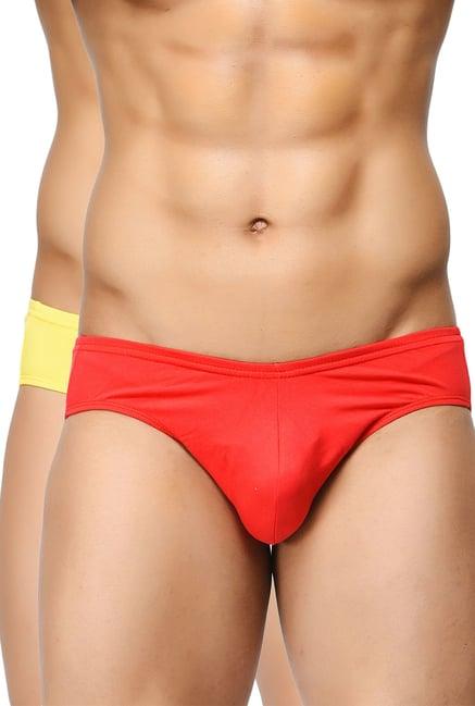 basiics by la intimo yellow & red comfort fit briefs (pack of 2)