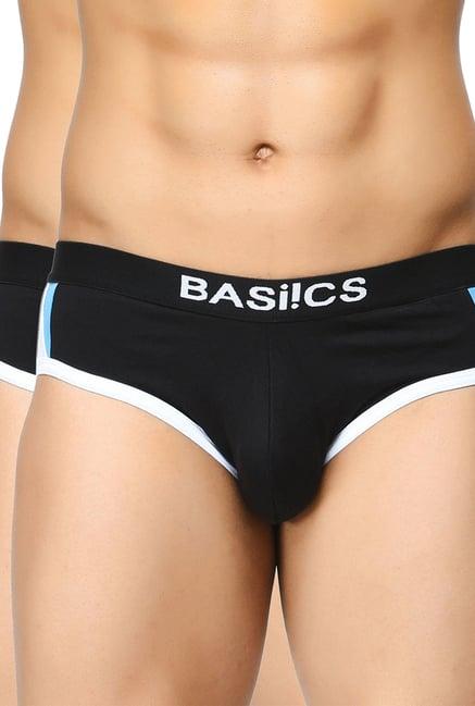 basiics by la intimo black printed briefs (pack of 2)