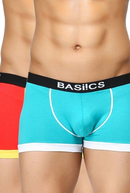 basiics by la intimo blue & red comfort fit trunks (pack of 2)