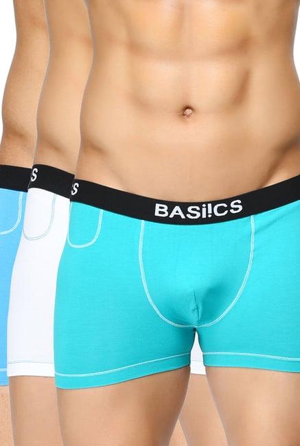 basiics by la intimo blue solid trunks (pack of 3)