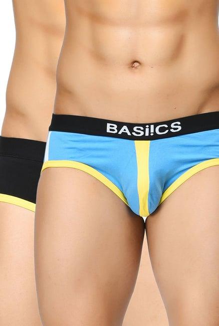 basiics by la intimo black comfort fit briefs (pack of 2)