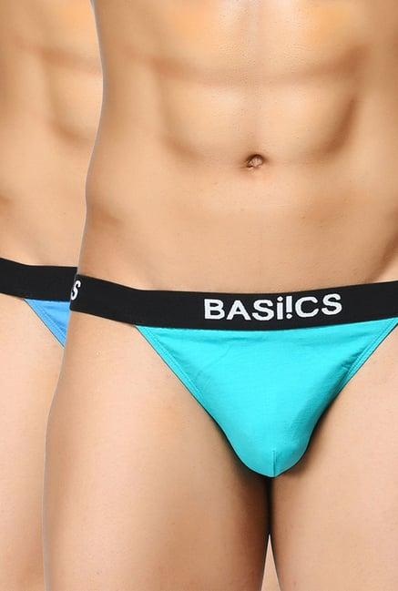 basiics by la intimo blue solid briefs (pack of 2)