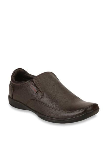 red chief men's brown formal slip-ons