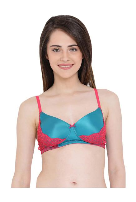 clovia blue lace full coverage bra