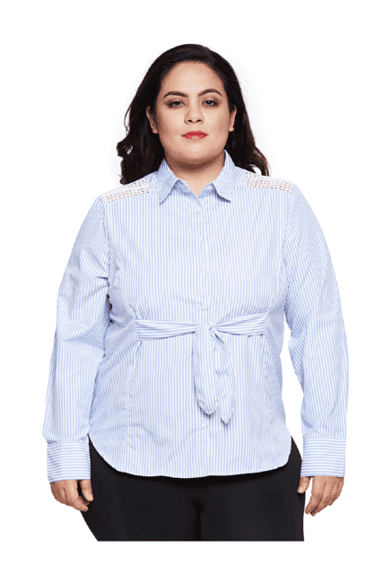 oxolloxo curves white striped shirt