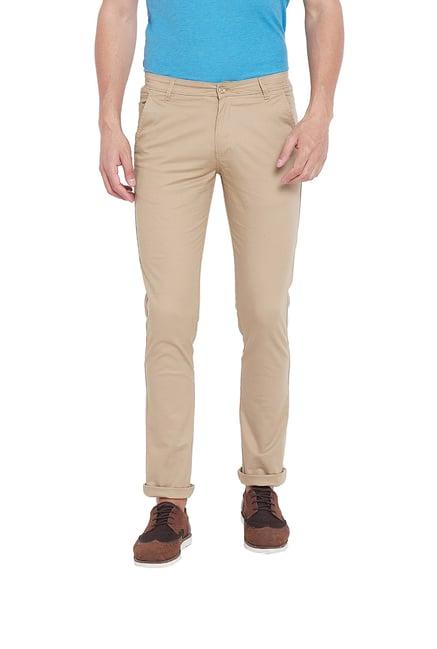 duke khaki regular fit flat front trousers