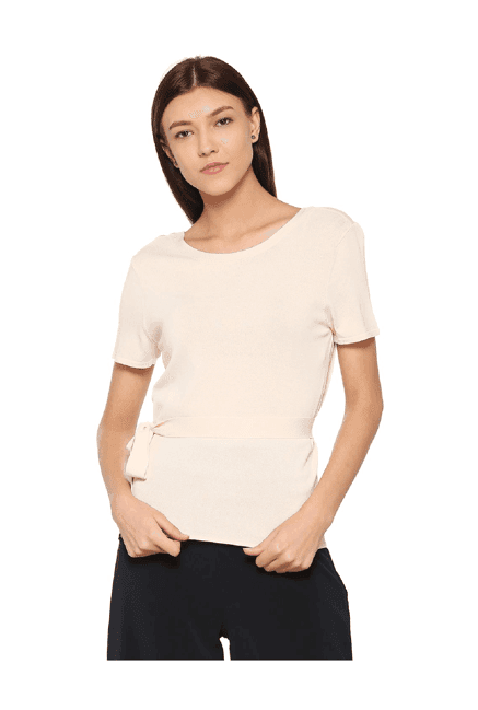 solly by allen solly beige round neck top