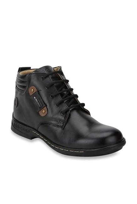 red chief black casual boots