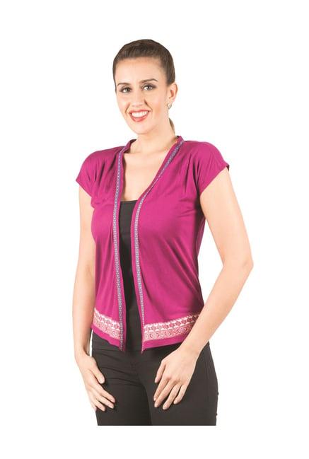 fusion beats purple embroidered shrug