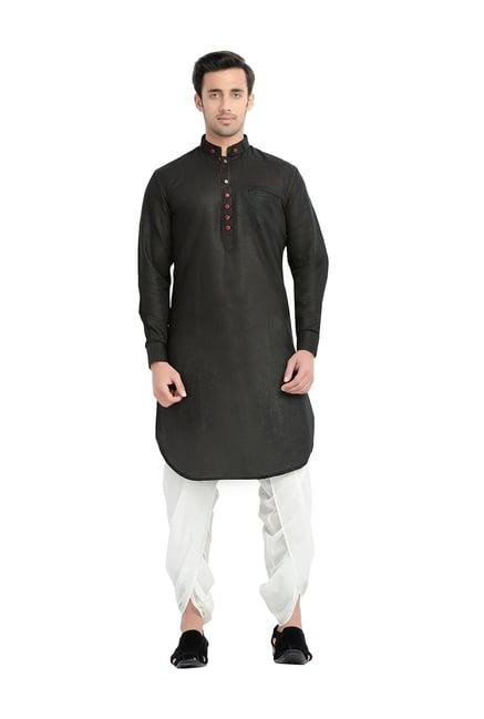 manyavar black mandarin collar kurta