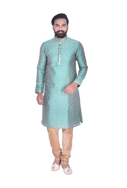 manyavar sea green full sleeves kurta set