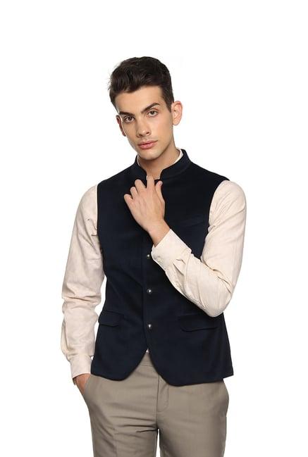 blackberrys navy round neck waist coat