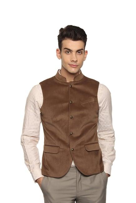 blackberrys brown round neck waist coat