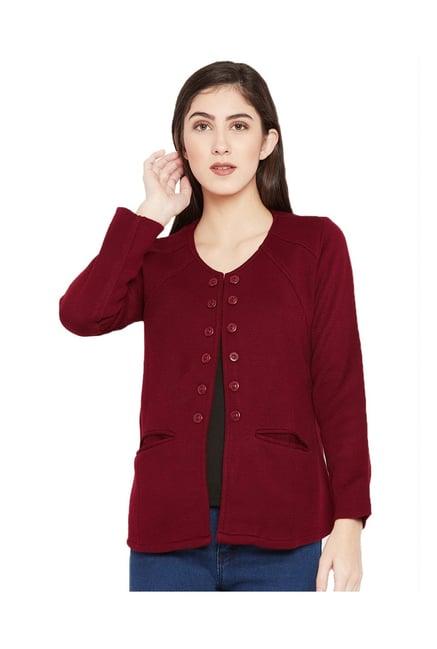 cayman maroon textured wool coat