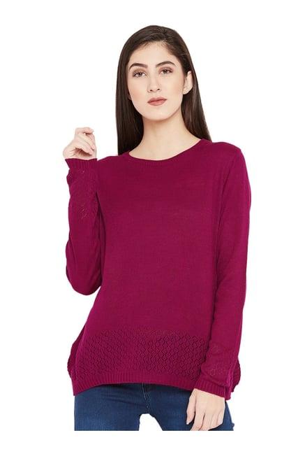 cayman fuchsia crochet wool pullover