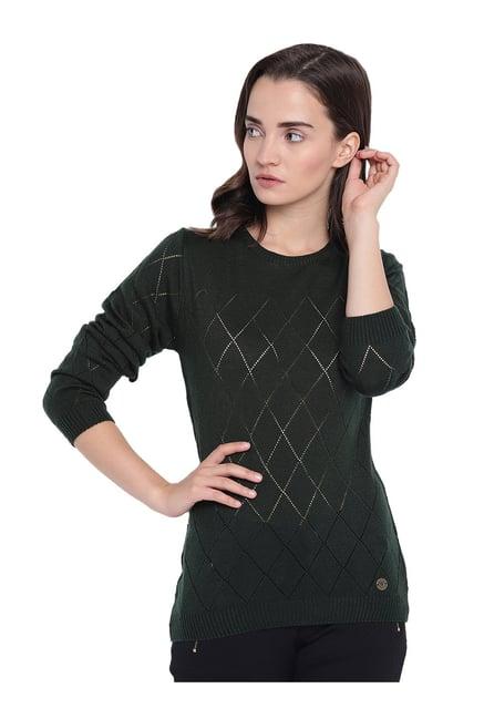 cayman green crochet wool pullover