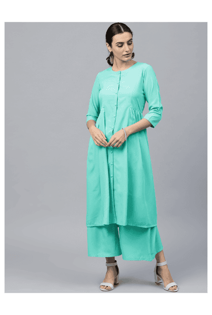 gerua blue a-line kurta with palazzo