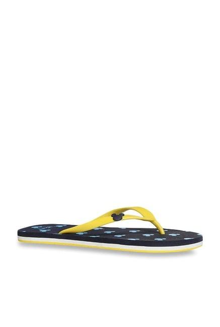 disney by bata women's yellow & navy flip flops