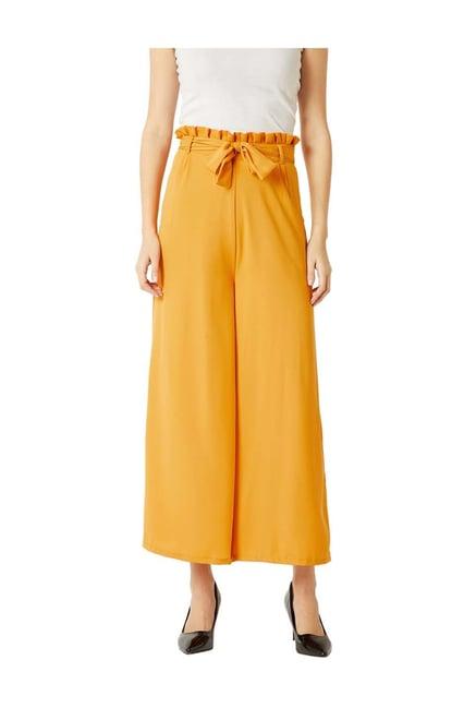 miss chase yellow high rise flare trousers