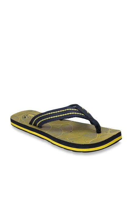 red chief men's navy & yellow flip flops