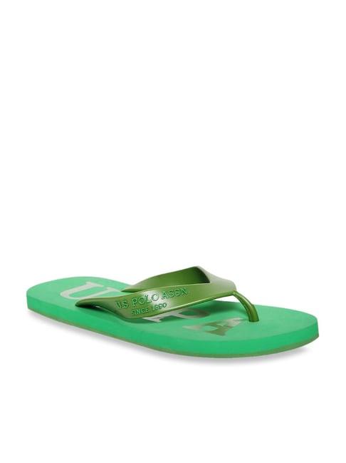 us polo assn. men's men's henry olive green flip flops