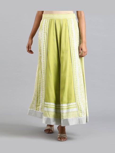 w lime green printed skirt