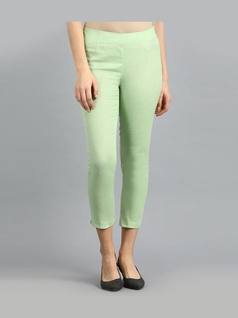 w green cotton slim pants