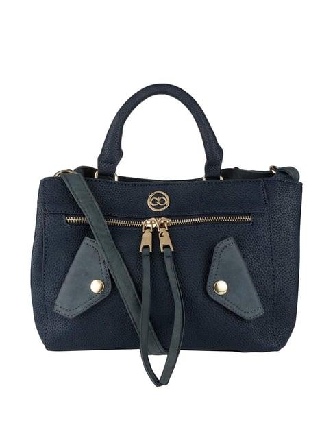 gio collection navy solid handbag