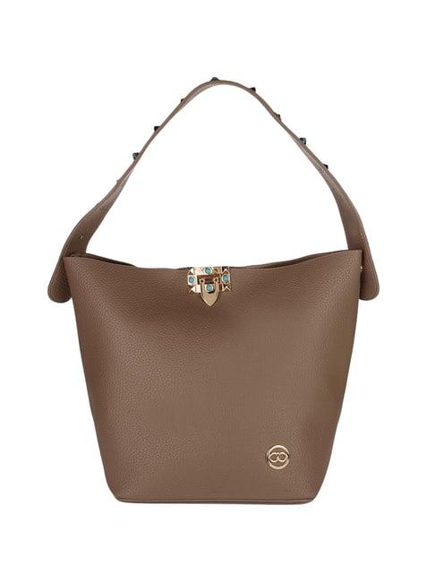 gio collection brown solid tote handbag