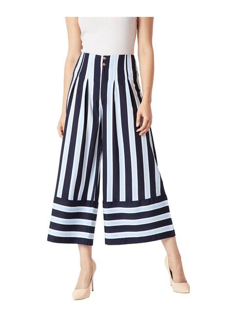 miss chase navy & sky blue striped pants